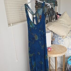 Blue Tie-Dye Strappy Back Maxi Dress